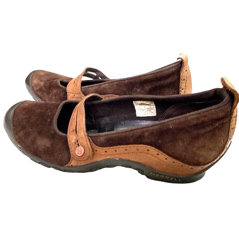 Merrell Plaza Bandeau Mary Jane Comfort Shoes Brown Suede Leather Women's 8.5